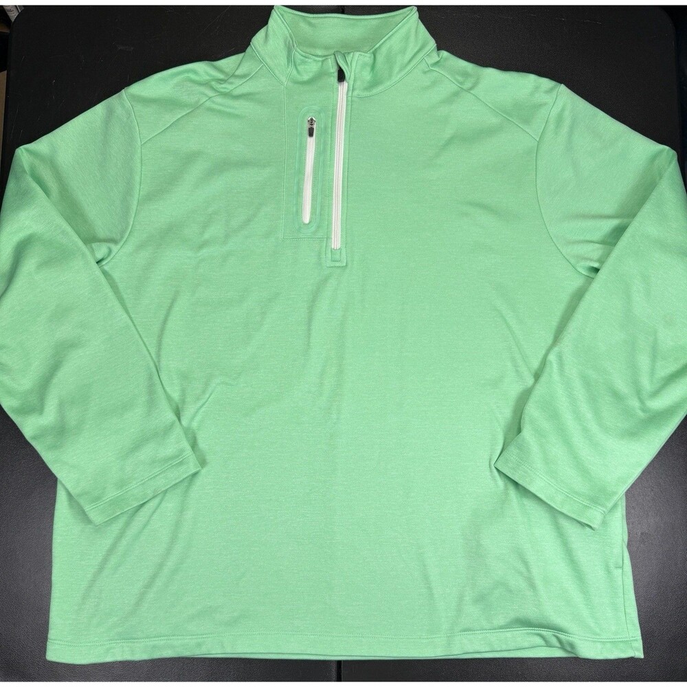 Callaway Golf Quarter Zip Bright Green Fleece Lined Pullover w/ Pockets Mens XXL